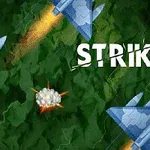 Katonai repülőgépek zöld háttér előtt, robbanásokkal és a STRIKE felirattal