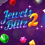 Színes drágakövek egy sötét háttéren, a Jewels Blitz 2 felirattal