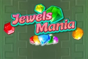 Színes drágakövek és a Jewels Mania felirat zöld háttérrel