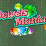 Színes drágakövek és a Jewels Mania felirat zöld háttérrel
