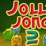 Színes figurák körbenelnek a Jolly Jong 2 felirat alatt zöld háttér előtt