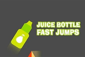 Zöld gyümölcslé palack sziluettje és Juice Bottle Fast Jumps felirat sötét háttéren