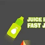 Zöld gyümölcslé palack sziluettje és Juice Bottle Fast Jumps felirat sötét háttéren