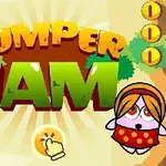 Színes kép két rajzfilmszerű figuráról, egy pókról és a Jumper Jam feliratról