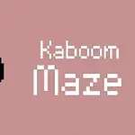 Egy egyszerű, pixelgrafikás bomba szimbólum két szemmel, mellette Kaboom Maze felirattal rózsaszín háttéren