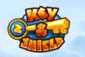 Egy nagy, sárga kulcs képe, rajta a Key & Shield felirat, kék háttér előtt