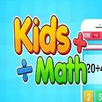 Színes Kids + Math felirat látható egy okostelefon képernyőjével, amelyen egy matematikai feladvány szerepel