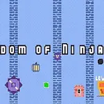 Kék háttér előtt piros ajtó, színes tárgyak, felirat és Level Up gomb