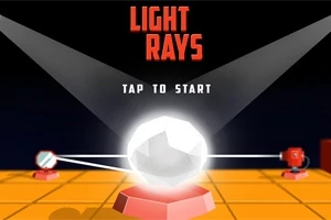 Egy fénylő, sokszög alakú kristály, amelyet fénycsóvák világítanak meg egy geometrikus térben, a háttérben a LIGHT RAYS felirattal