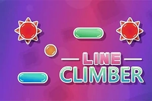 Színes geometriai alakzatok rajzfilmes stílusban, lila háttérrel és a Line Climber szöveggel az előtérben