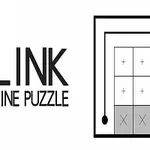 Szumójelölés: LINK LINE PUZZLE szöveg mellett egy négyzet alakú ábra, amelyben négy mező található, két plusz és két x jelöléssel, fekete vonallal körülvéve, két ponttal összekötve