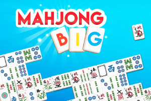 Kék háttér előtt MahJong kockák, MAHJONG BIG felirattal
