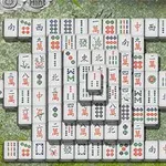 Mahjong lapok zöld háttéren, bonyolult elrendezésben