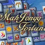 Mahjong kövek állatövi jegyekkel és díszes MahJongg Fortuna felirattal