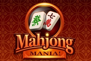 Két mahjong kocka egy narancssárga háttér előtt, a Mahjong Mania felirattal