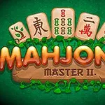 A zöld háttér előtt több mahjong lapkára emlékeztető elem és a MAHJONG MASTER II