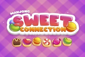 Színes édesség motívumokkal ellátott Sweet Connection felirat lila kockás háttéren