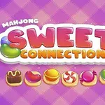 Színes édesség motívumokkal ellátott Sweet Connection felirat lila kockás háttéren