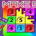 Színes 3x3-as rács számokkal és „MAKE 5” felirattal