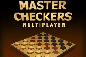 A cím közepén a Master Checkers Multiplayer felirat látható, alul egy sakktábla fehér és fekete bábukkal