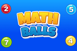 Képen színes számgolyók láthatók (2 piros, 5 kék, 7 zöld, 4 sárga) kék háttérrel és középen a Math Balls felirat