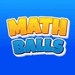 Képen színes számgolyók láthatók (2 piros, 5 kék, 7 zöld, 4 sárga) kék háttérrel és középen a Math Balls felirat