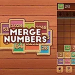 Fából készült háttéren számokat ábrázoló táblázat és Merge Numbers felirat