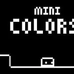 Fekete háttér előtt fehér pixeles felirat, amelyen MINI COLORS!