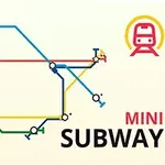 Színes, minimalista vonalhálózat ábra metró szimbólummal és MINI SUBWAY felirattal