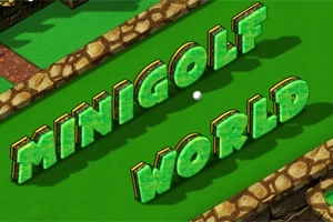 Zöld háttér előtt a MINIGOLF WORLD felirat látható kőmintás betűkkel