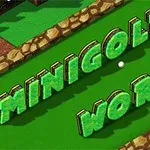 Zöld háttér előtt a MINIGOLF WORLD felirat látható kőmintás betűkkel