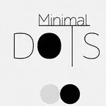 Minimalista stílusú grafika Minimal Dots felirattal, fekete és szürke pontokkal
