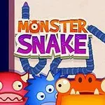 Színes, szörnyfigurák és egy kék kígyó látható a háttérben a Monster Snake felirat felett