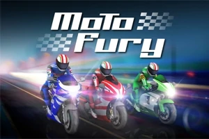 Három motoros színes motoros ruhákban és bukósisakban nagy sebességgel versenyez egymás mellett egy elmosódott háttér előtt