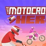 Három motoros sisakos versenyző színes motocross motorokkal egy grafikus háttér előtt