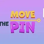 Színes golyók egy tartályban, mellette a MOVE THE PIN felirat lila háttérrel