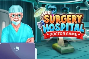 Egy idős orvos kék műtősruhában, sebészeti maszkban áll, miközben egy laptop mögött ül egy kórházi műtőben