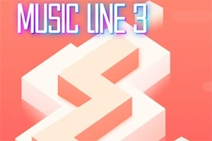 Felirat MUSIC LINE 3 egy szögletes, fehér vonal felett narancssárga háttérrel