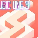 Felirat MUSIC LINE 3 egy szögletes, fehér vonal felett narancssárga háttérrel