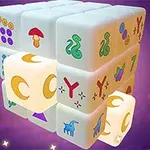 Világító kockából álló puzzle különböző szimbólumokkal sötét háttér előtt