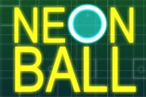 Sárga NEON BALL felirat zöld háttér előtt, az O betű kék neon körvonallal kiemelve