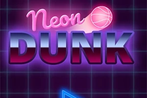 Rácsos háttér előtt világító, neon hatású Neon Dunk felirat, mellette egy kosárlabdával