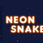 Neon színű kígyó spirális alakkal egy fekete háttér előtt, mellette „NEON SNAKE” felirat világít