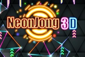 Fekete háttér előtt világító neon színű NeonJong 3D felirat geometriai mintákkal