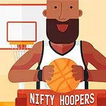 Basketball játékos karikatúrája fekete-fehér mezben kosárlabdával a kezében, háttérben kosárpalánk