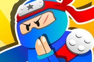 Rajzolt ninja karakter, kék ruhában és piros fejpánttal, harci pózban
