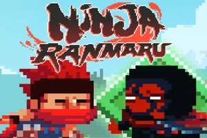 Két pixeles stílusú ninja karakter látható egy világos háttér előtt, tetején nagy méretű felirattal