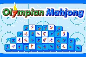 Kártya alakzatok jégkorong pályára emlékeztető háttérrel és Olympian Mahjong felirattal