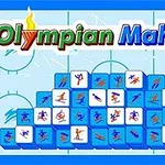 Kártya alakzatok jégkorong pályára emlékeztető háttérrel és Olympian Mahjong felirattal
