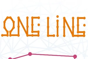 Narancssárga ONE LINE felirat pontokból kialakítva, alatta rózsaszín pontokból és vonalakból álló minta
